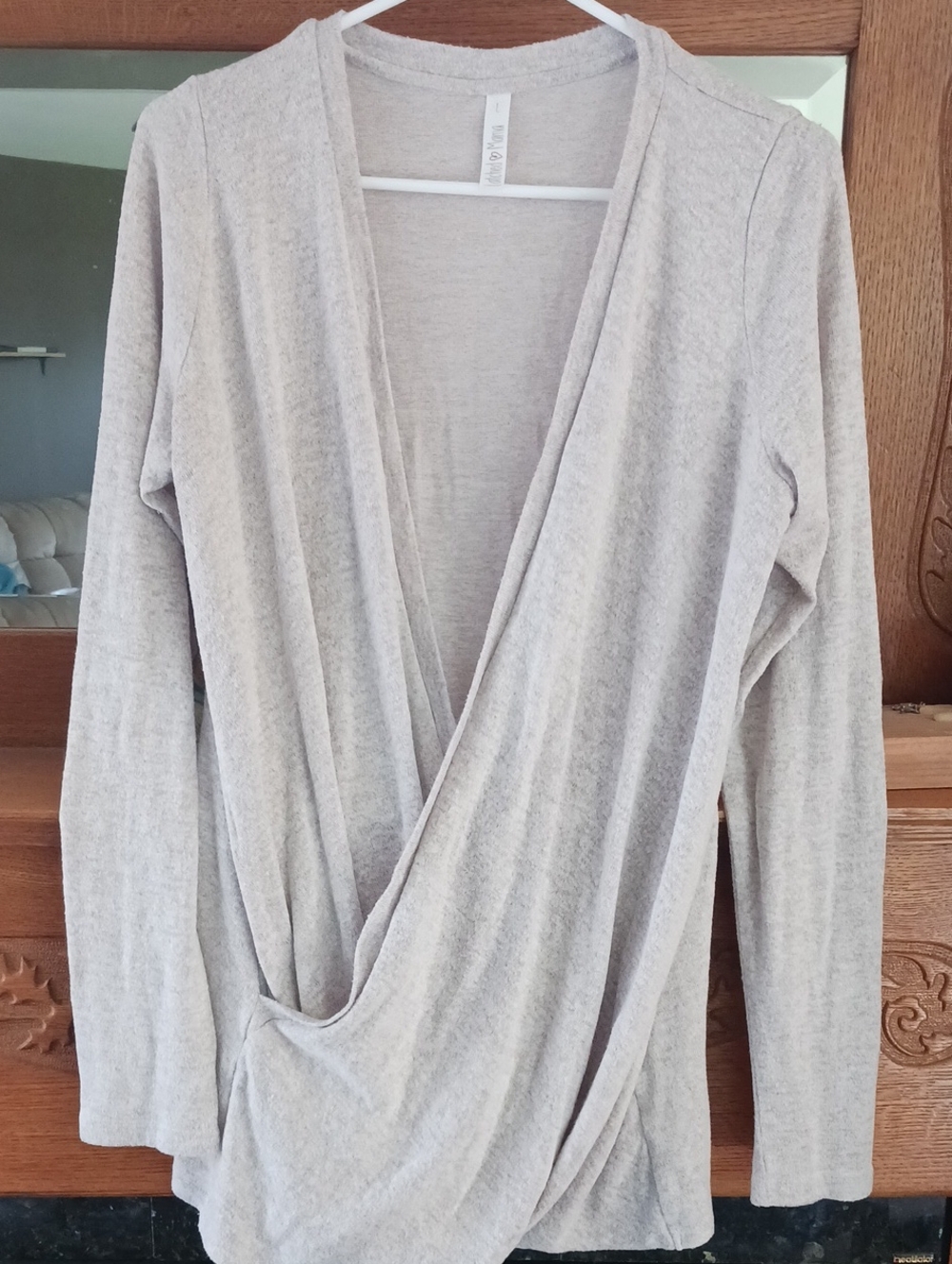 Latched Mama Light Grey Draped Wrap Tunic